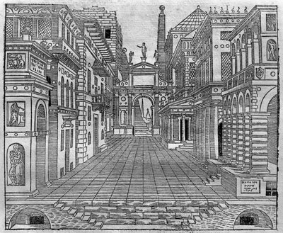 Set Design for a Tragic Scene by Sebastiano Serlio